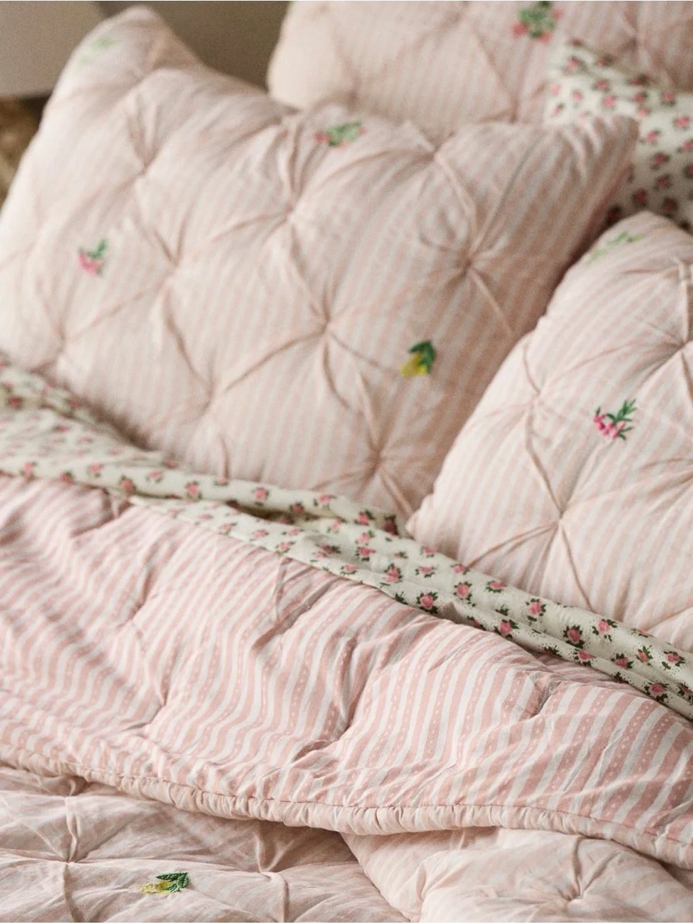 NWT new set of 2 Anthropologie Emilia cotton voile floral embroidered shams